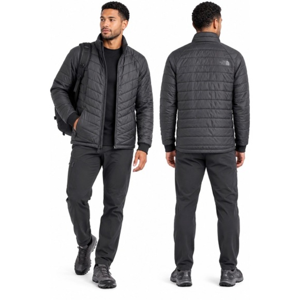 The North Face Black Quilted Puffer Jacket Full Zip Mock Neck L Gorpcore 63-11
